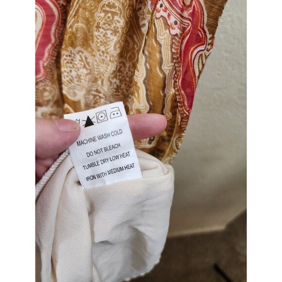 Mod Modele Womens M Red Tan Paisley Sleeveless Boho Midi Dress - Picture 8 of 8